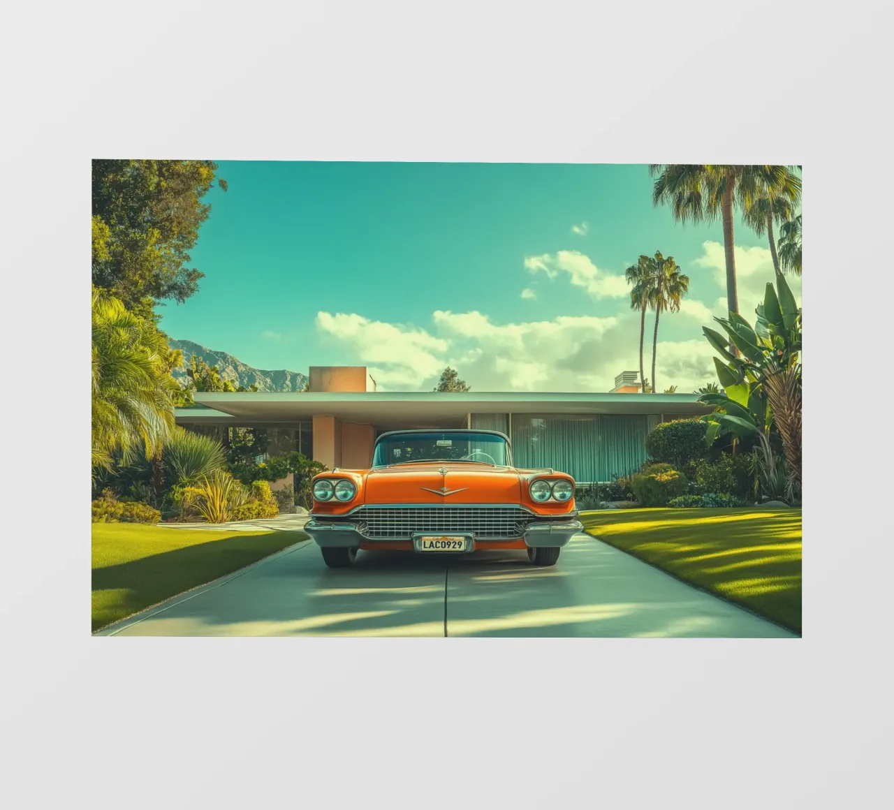 Cadillac Klassischer arancione di metà secolo pellicola backlit da Carinaprint