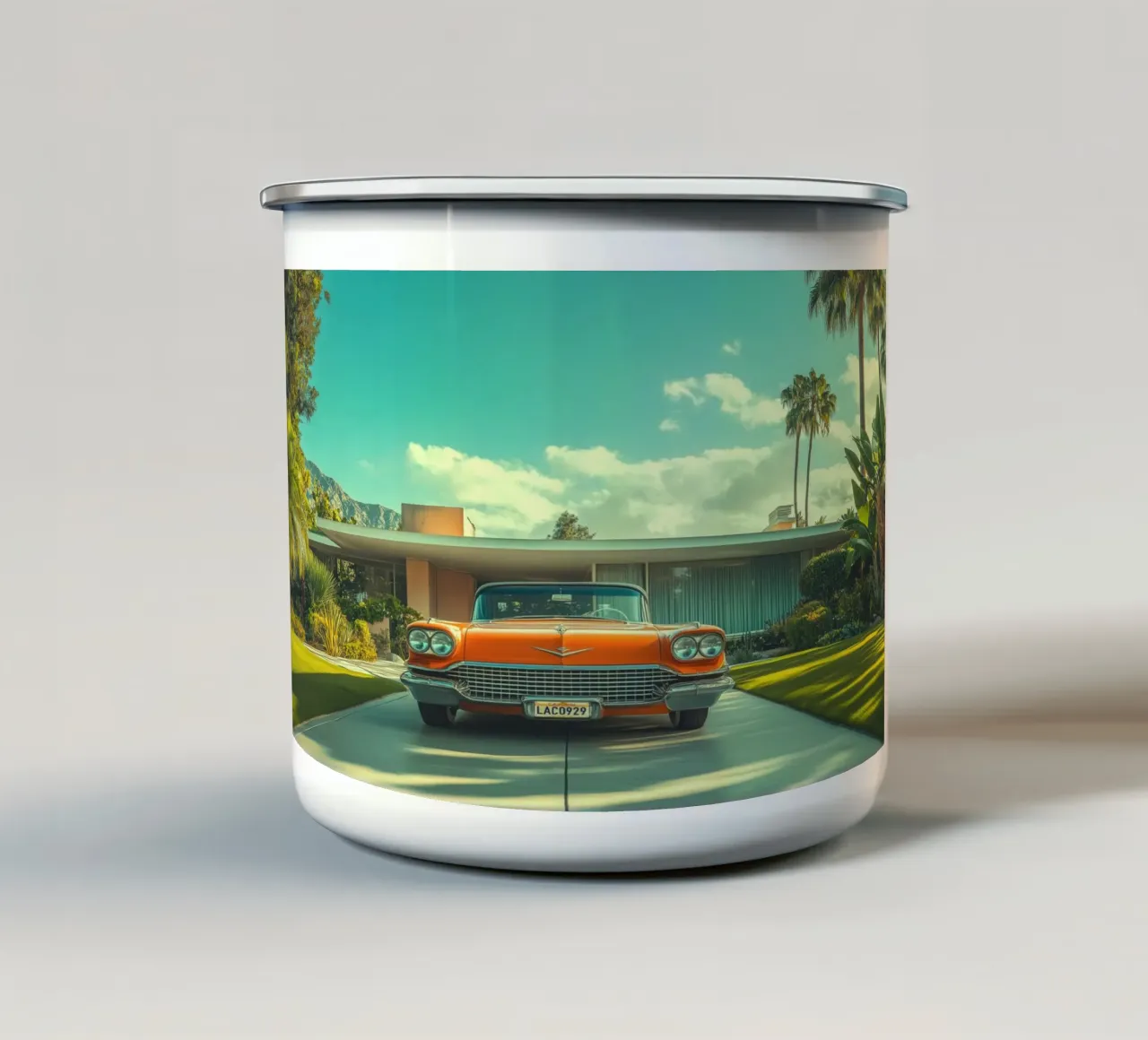 Cadillac Klassischer arancione di metà secolo tazza in smalto da Carinaprint