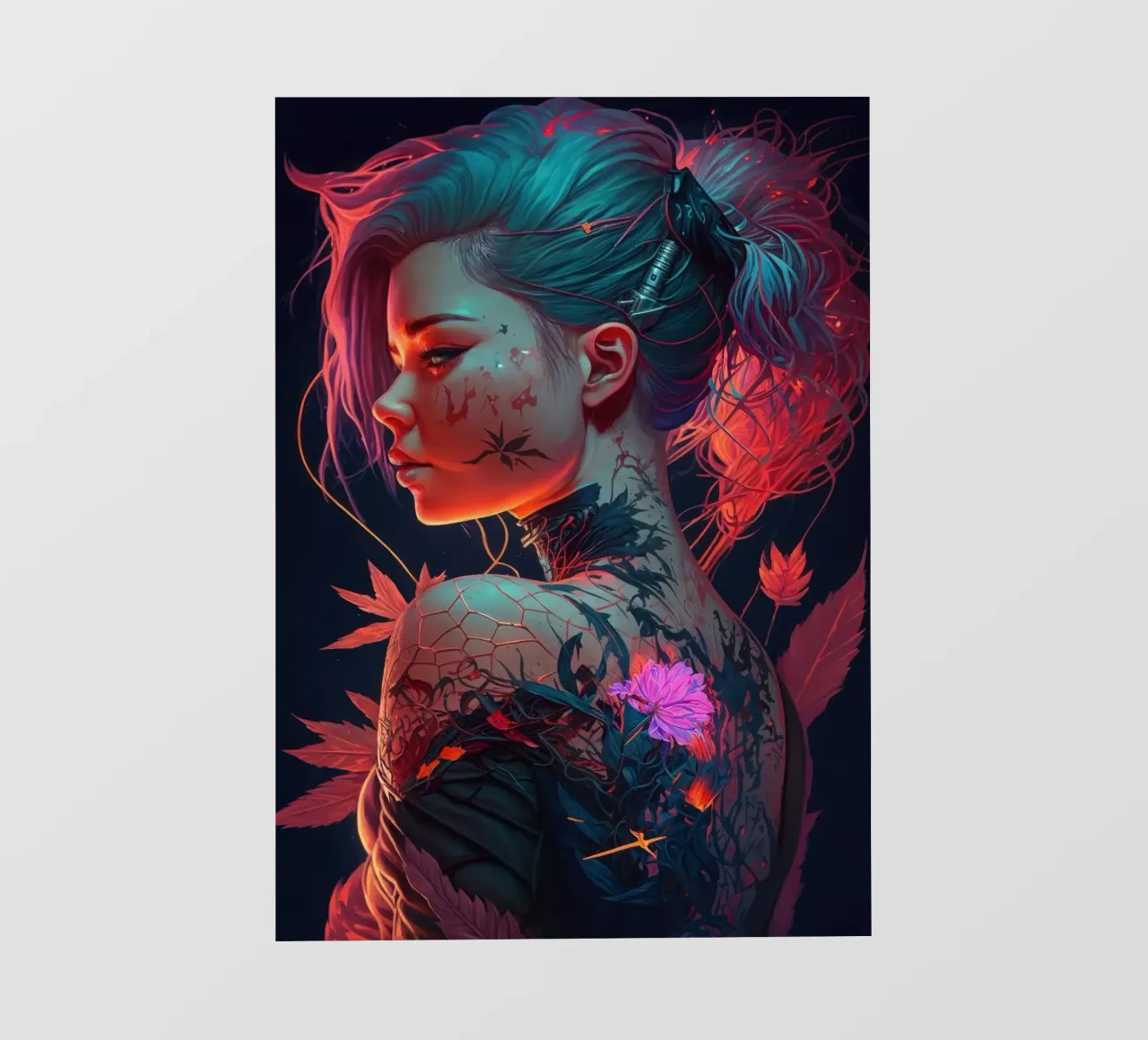 Flowers Tattoo Cyberpunk Girl pvc cover by Lootprint