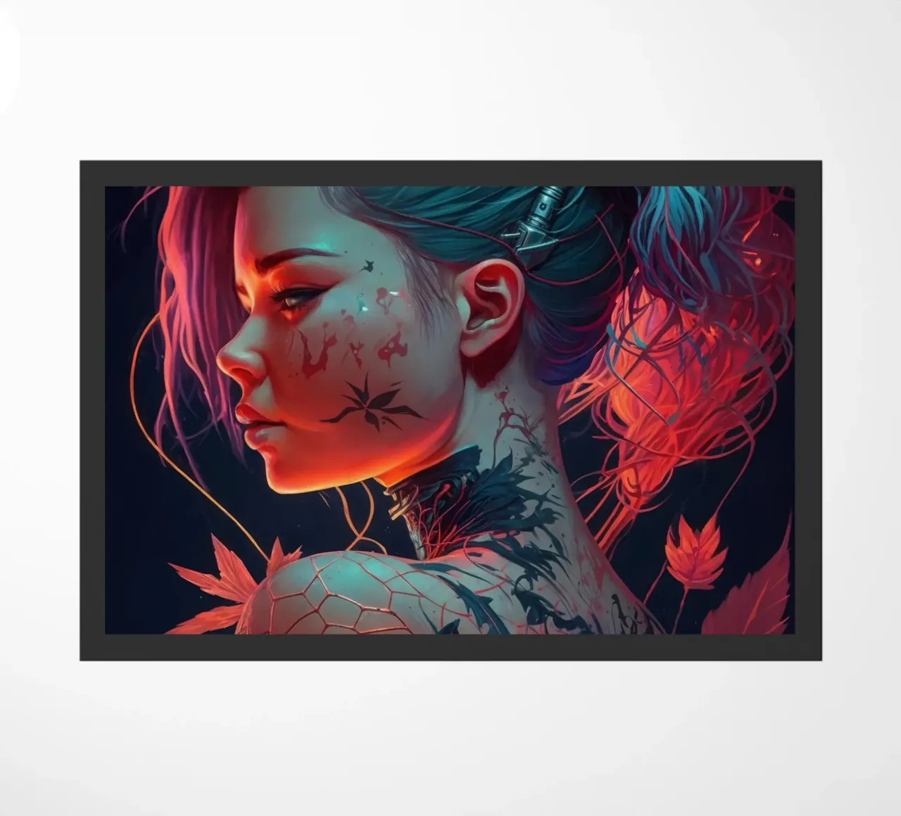 Fiori Tattoo Ragazza Cyberpunk zerbino da Lootprint