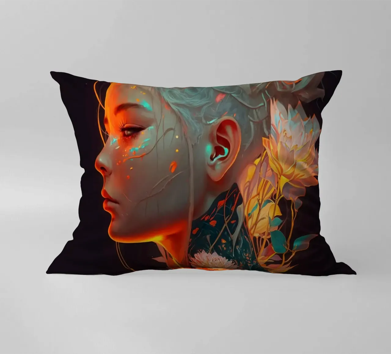 Bella donna di fiori cuscino da Lootprint