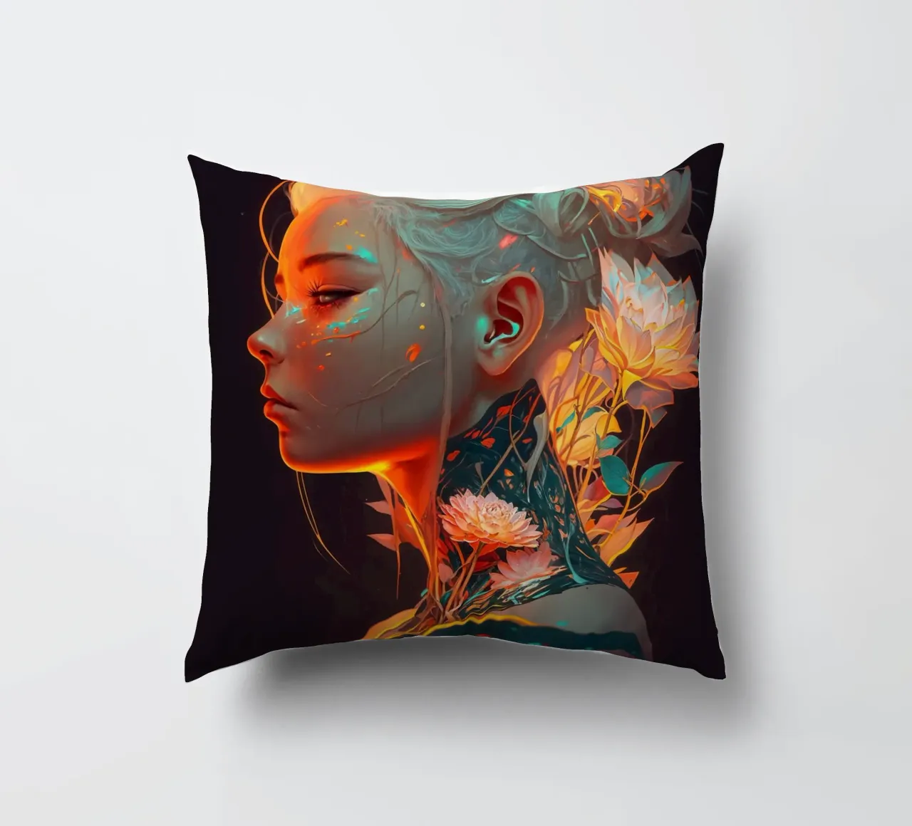 Bella donna di fiori cuscino da Lootprint