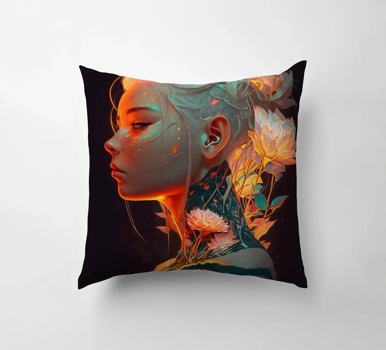 Bella donna di fiori cuscino da Lootprint