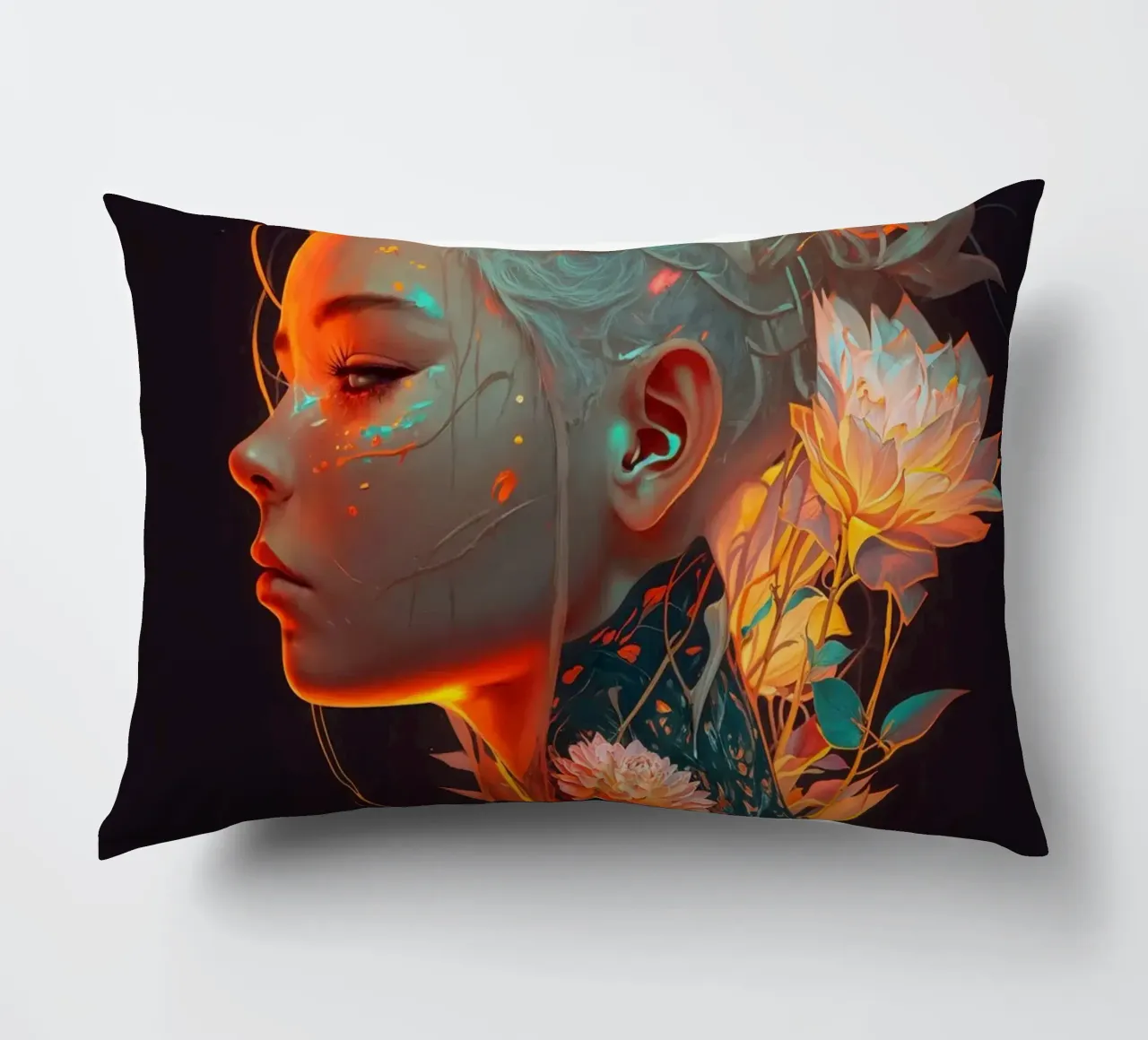 Bella donna di fiori cuscino da Lootprint