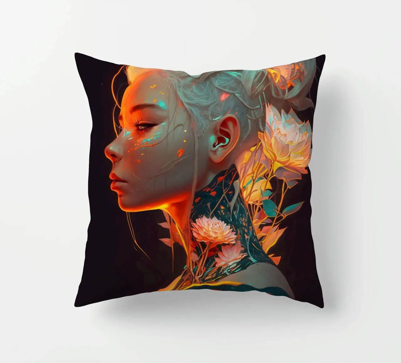 Bella donna di fiori cuscino da Lootprint
