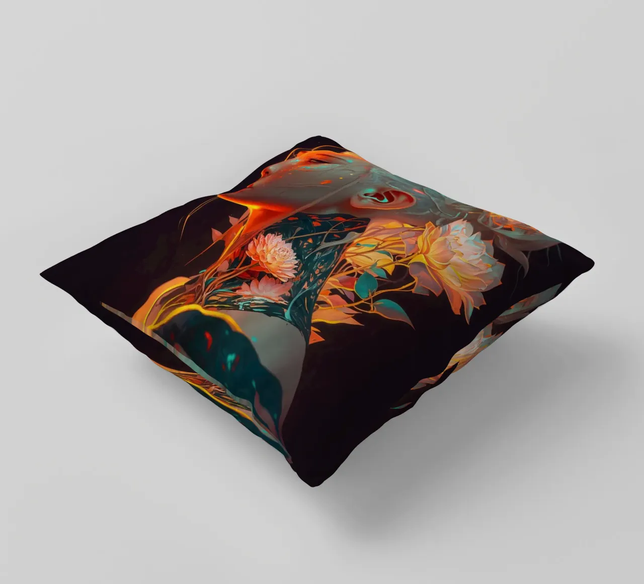Bella donna di fiori cuscino da Lootprint