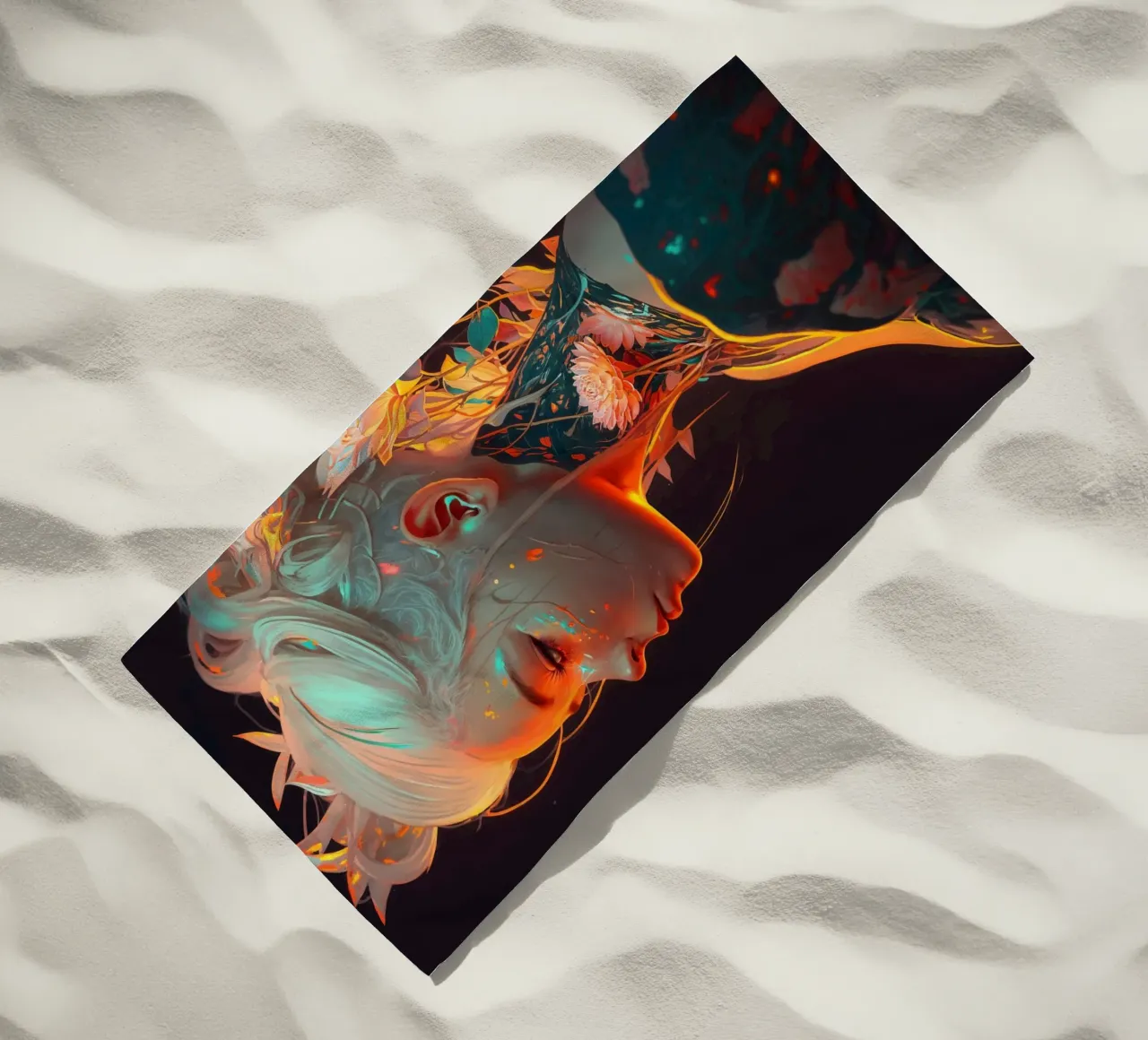 Beautiful Flower Woman beach towel by Lootprint