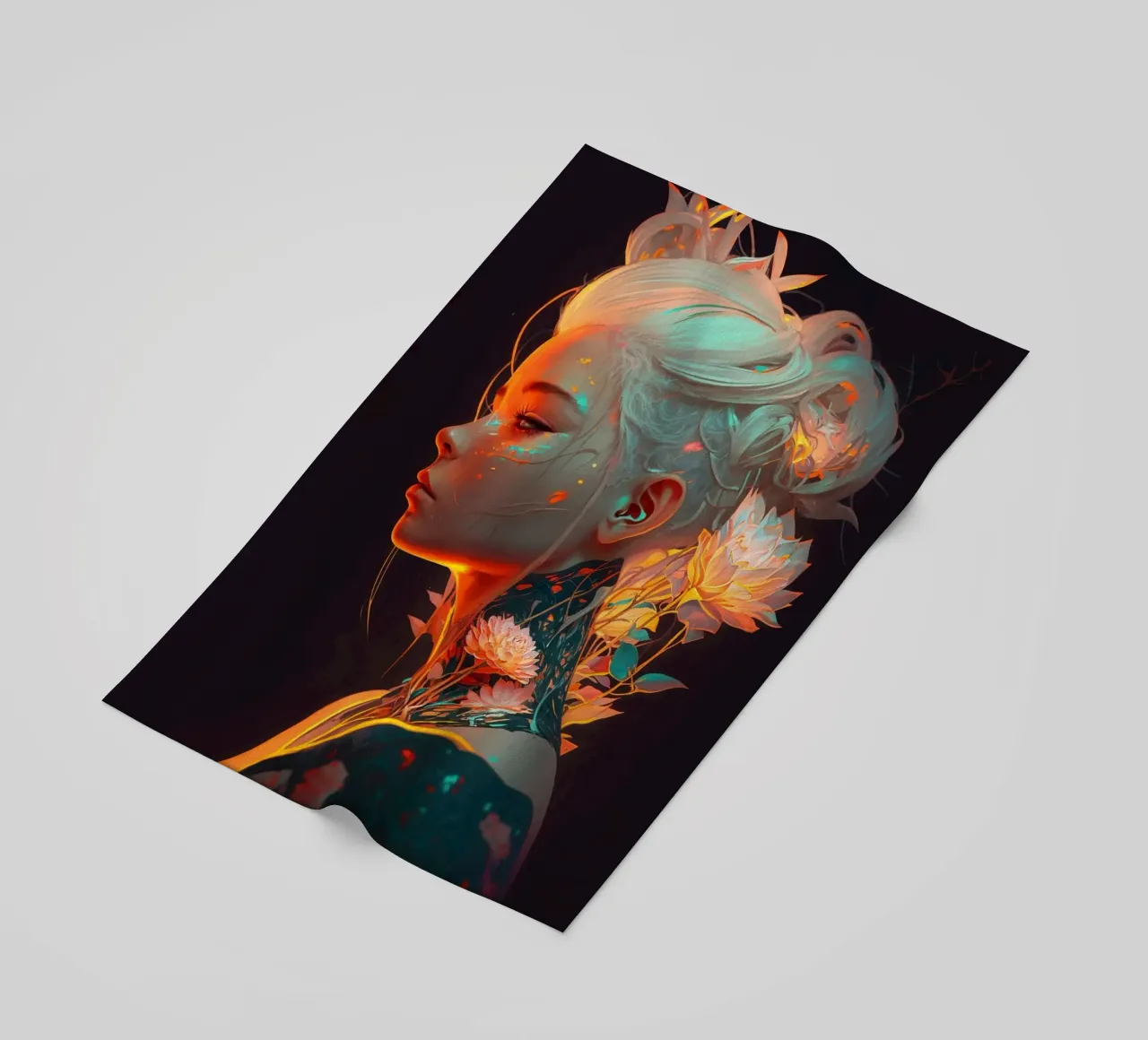 Beautiful Flower Woman beach towel by Lootprint