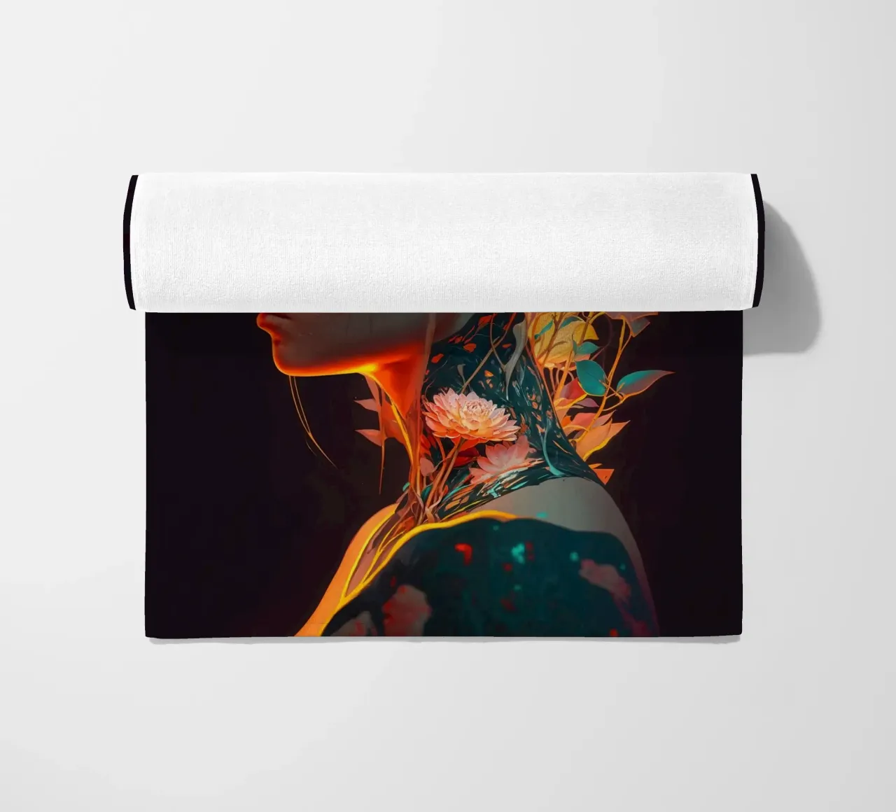 Beautiful Flower Woman beach towel by Lootprint