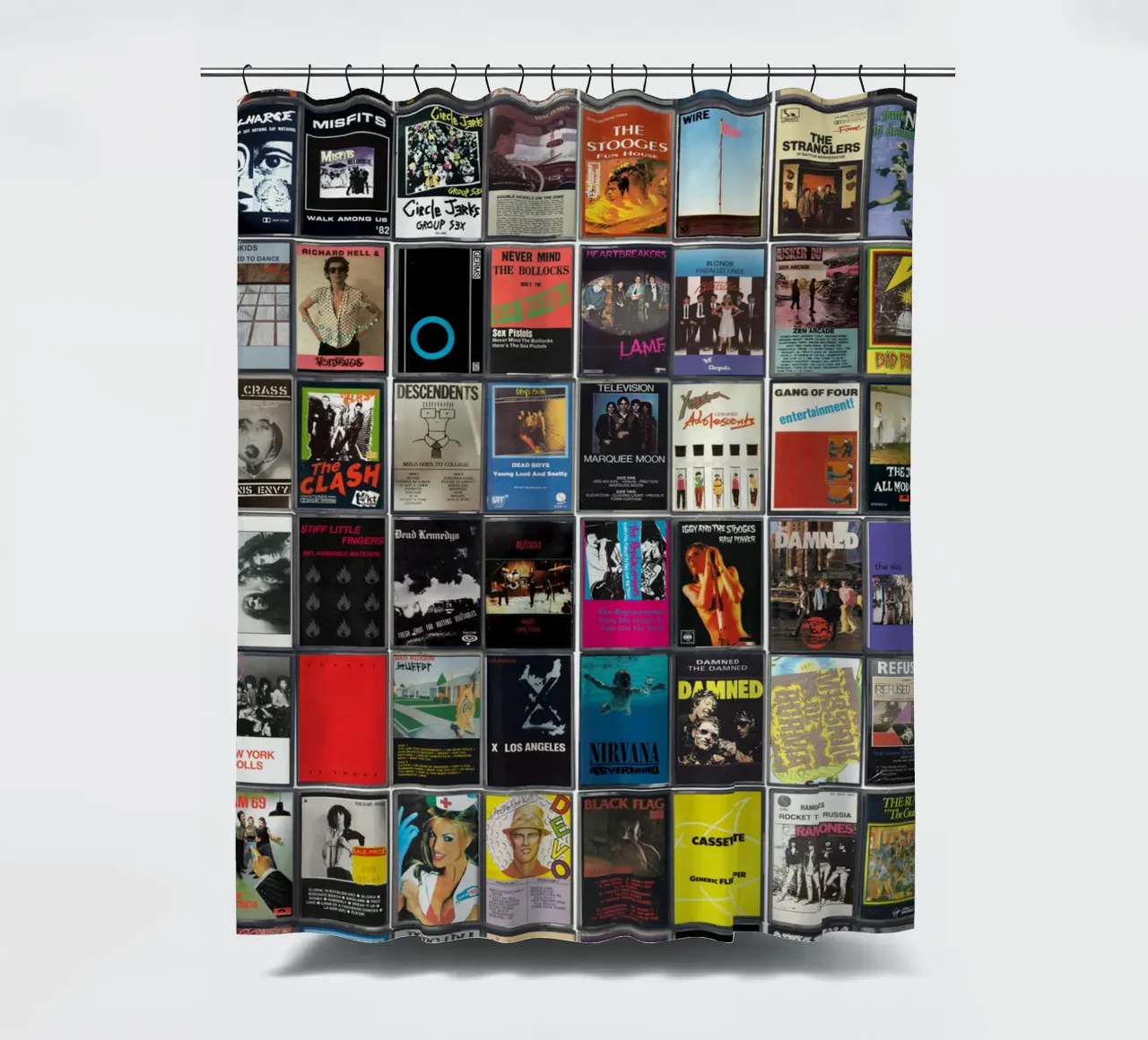 Greatest Punk Albums of All Time - Vintage Cassette Covers shower curtain by MrMustardPrints