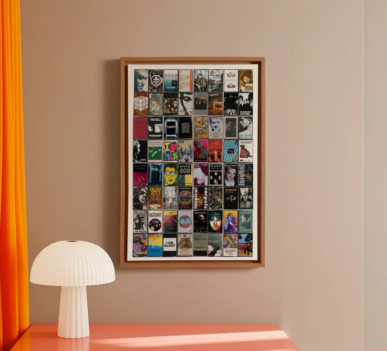 Manchester Music - Raccolta di cassette d'epoca tela con Cornice a cassetta da MrMustardPrints