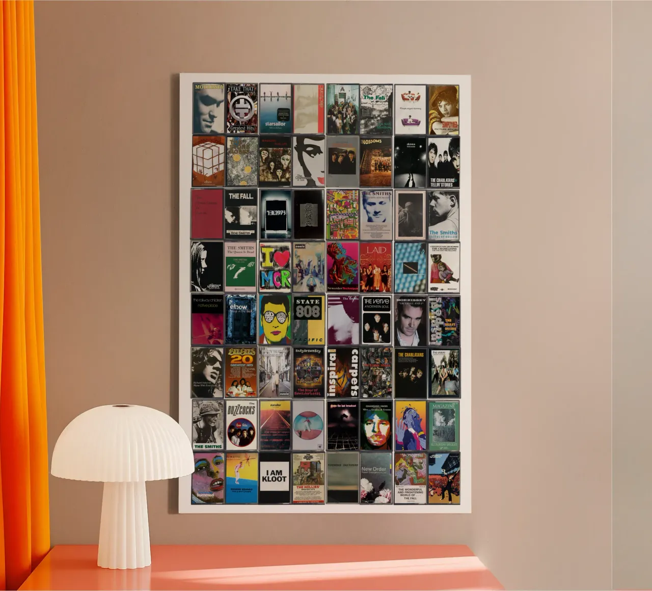 Manchester Music - Raccolta di cassette d'epoca tela con Cornice a cassetta da MrMustardPrints