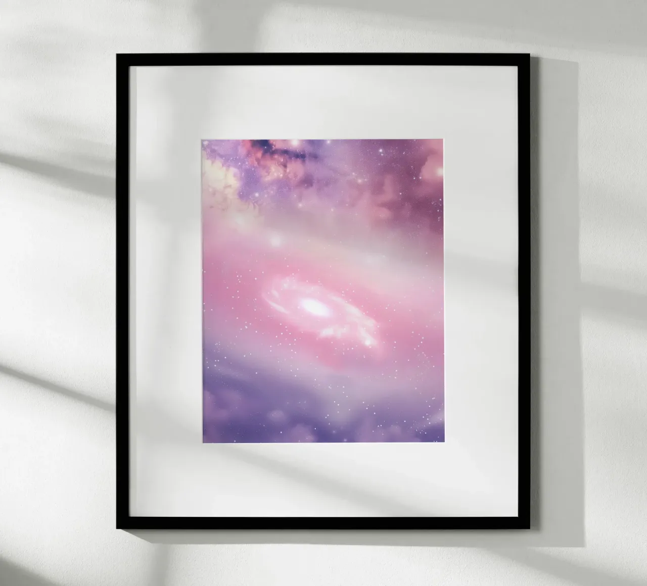 Rosa Viola Galassia Spirale Universo Celeste Stelle Astratto poster con telaio in plastica da Gentle Echoes Art