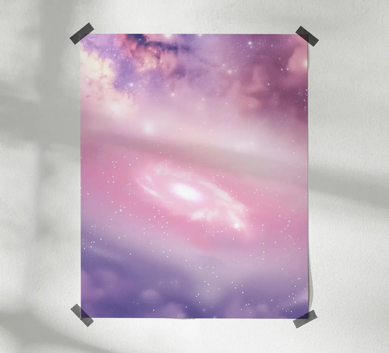 Rosa Viola Galassia Spirale Universo Celeste Stelle Astratto poster con telaio in plastica da Gentle Echoes Art