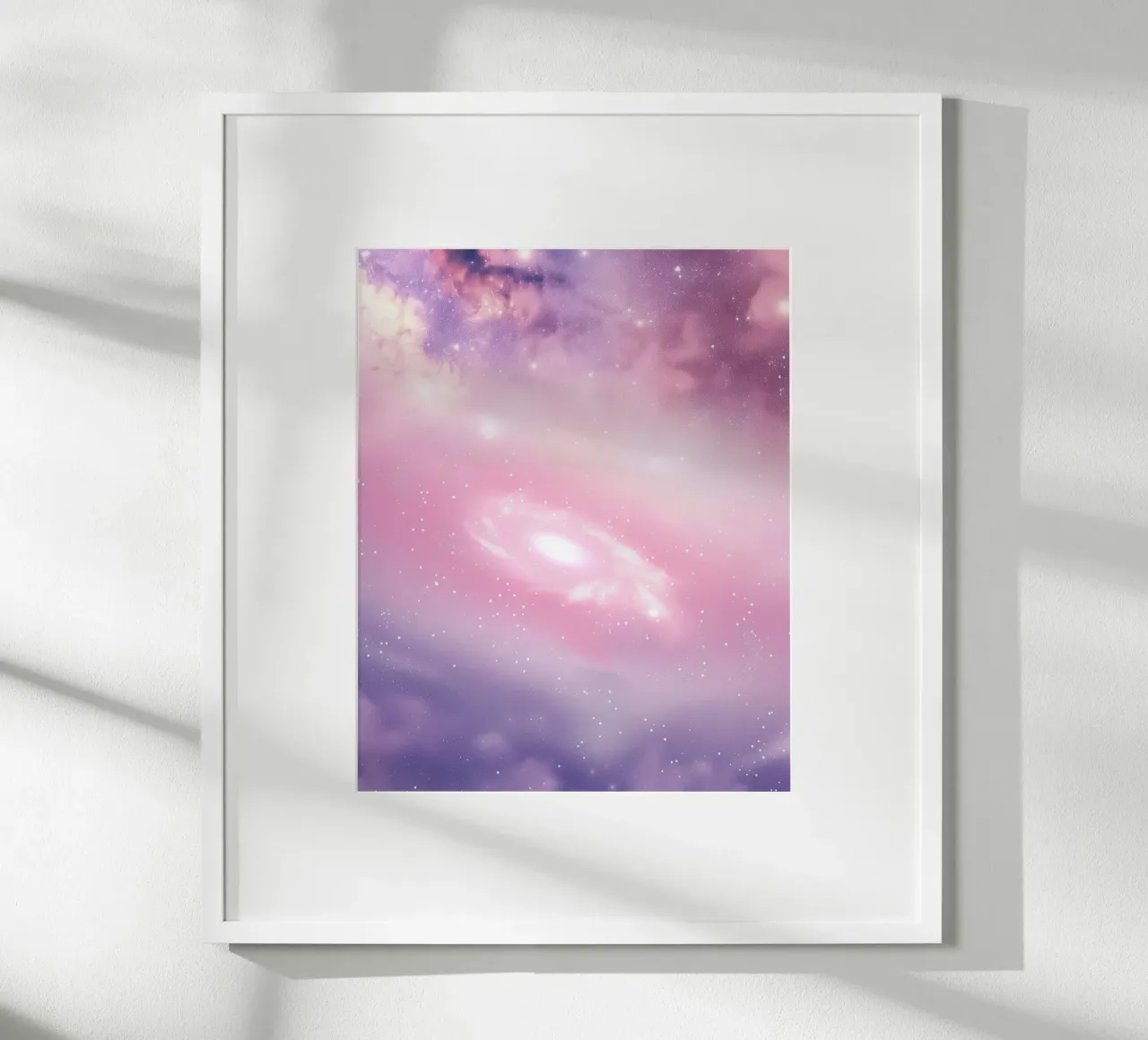 Rosa Viola Galassia Spirale Universo Celeste Stelle Astratto poster con telaio in plastica da Gentle Echoes Art