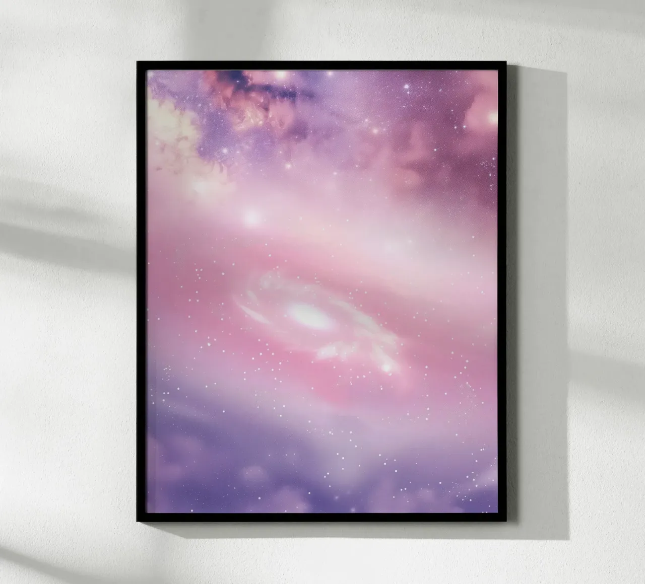 Rosa Viola Galassia Spirale Universo Celeste Stelle Astratto poster con telaio in plastica da Gentle Echoes Art