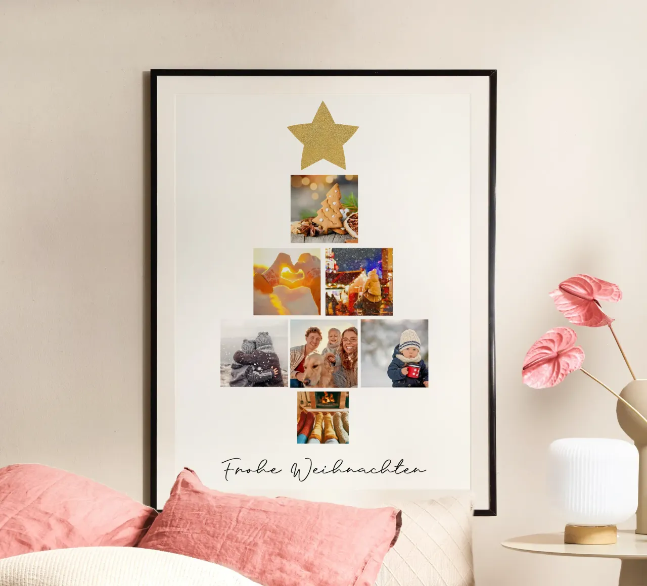 Weihnachtsbaum poster con telaio in legno da WORTSPIEL