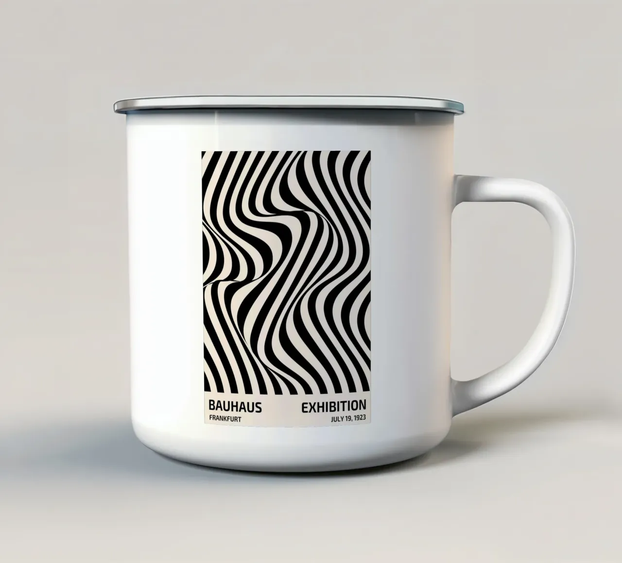Bauhaus wave pattern art enamel mug by Whole©