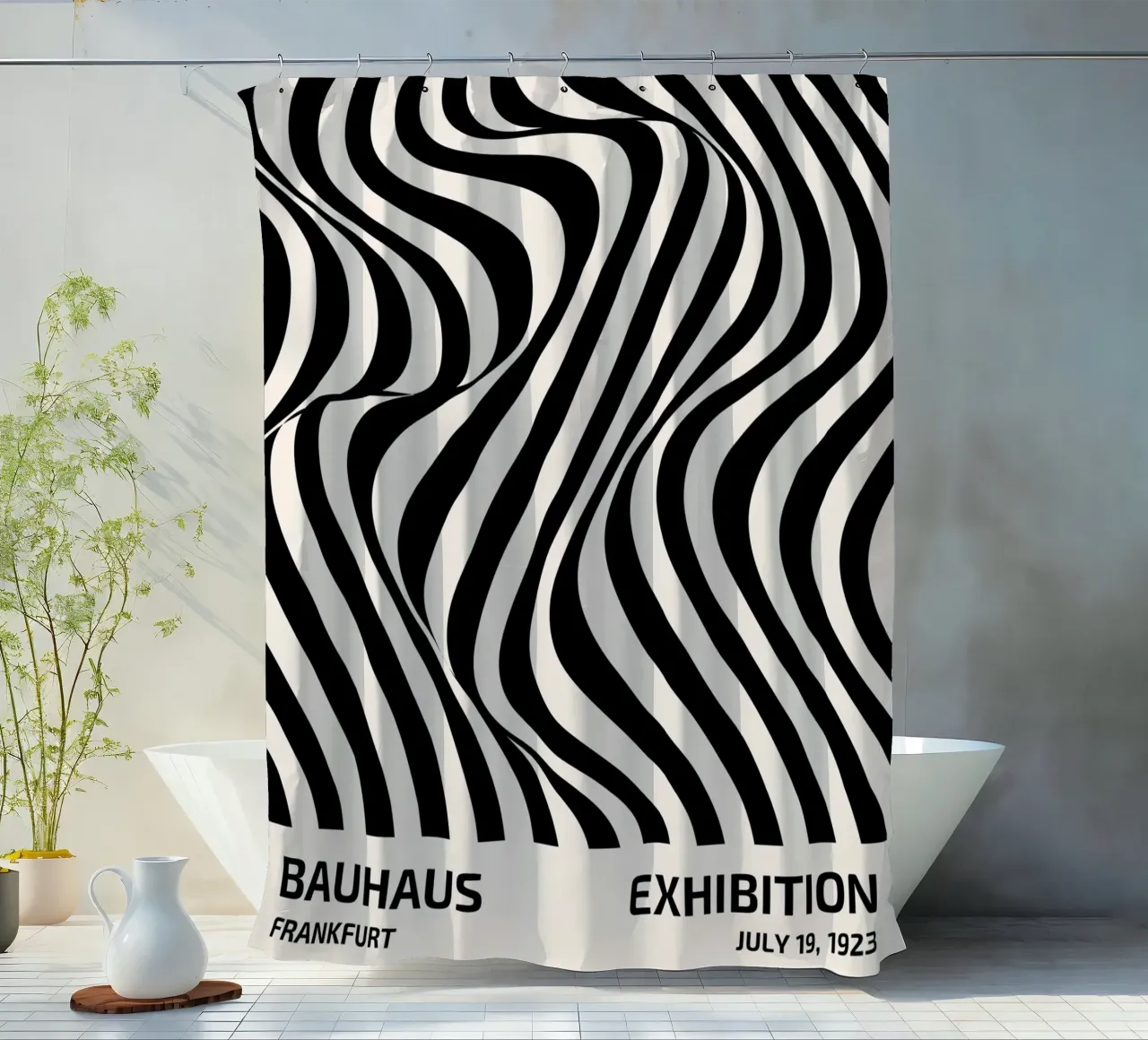 Bauhaus wave pattern art shower curtain by Whole©