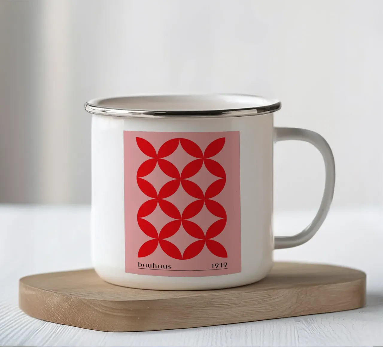 Bauhaus red pattern enamel mug by Whole©