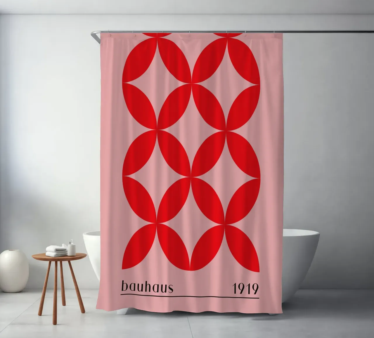 Bauhaus red pattern shower curtain by Whole©