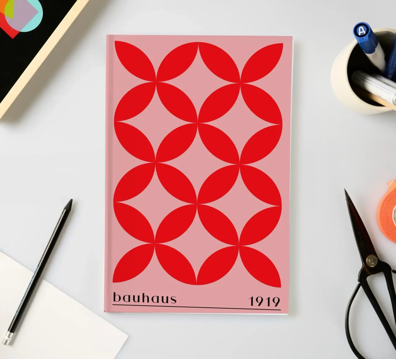 Bauhaus red pattern notebook by Whole©