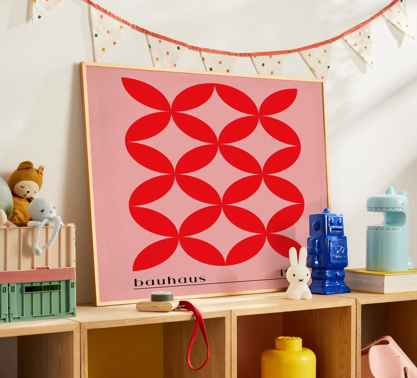 Bauhaus red pattern poster by Whole©