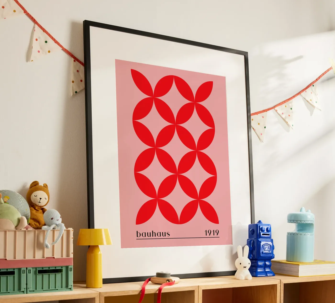 Bauhaus red pattern poster by Whole©