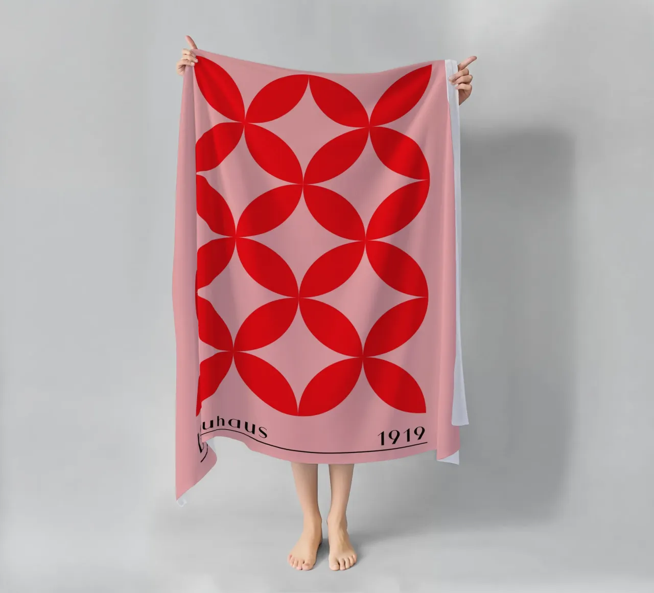 Bauhaus red pattern beach towel by Whole©