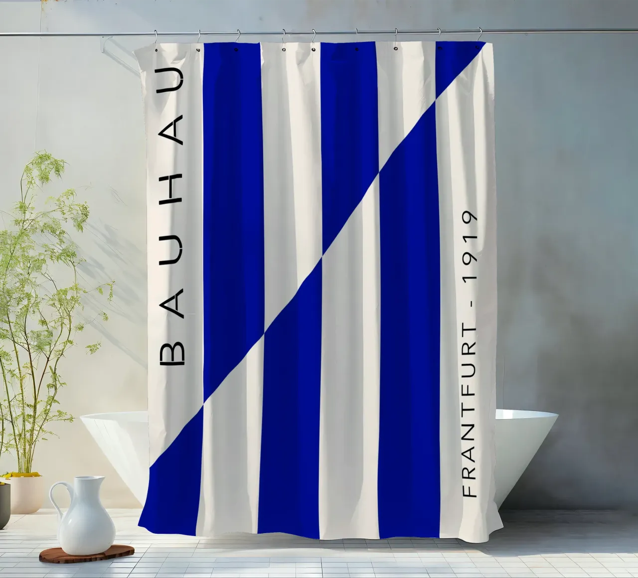 Bauhaus a strisce blu tenda da doccia da Whole©