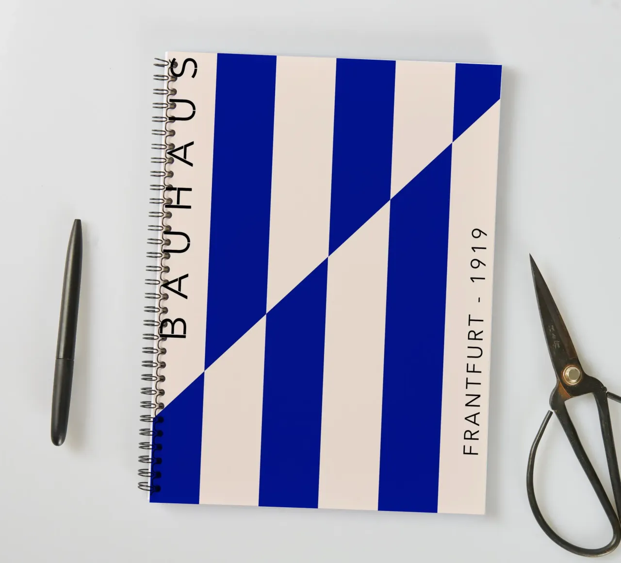 Bauhaus blue stripes spiral notebook by Whole©