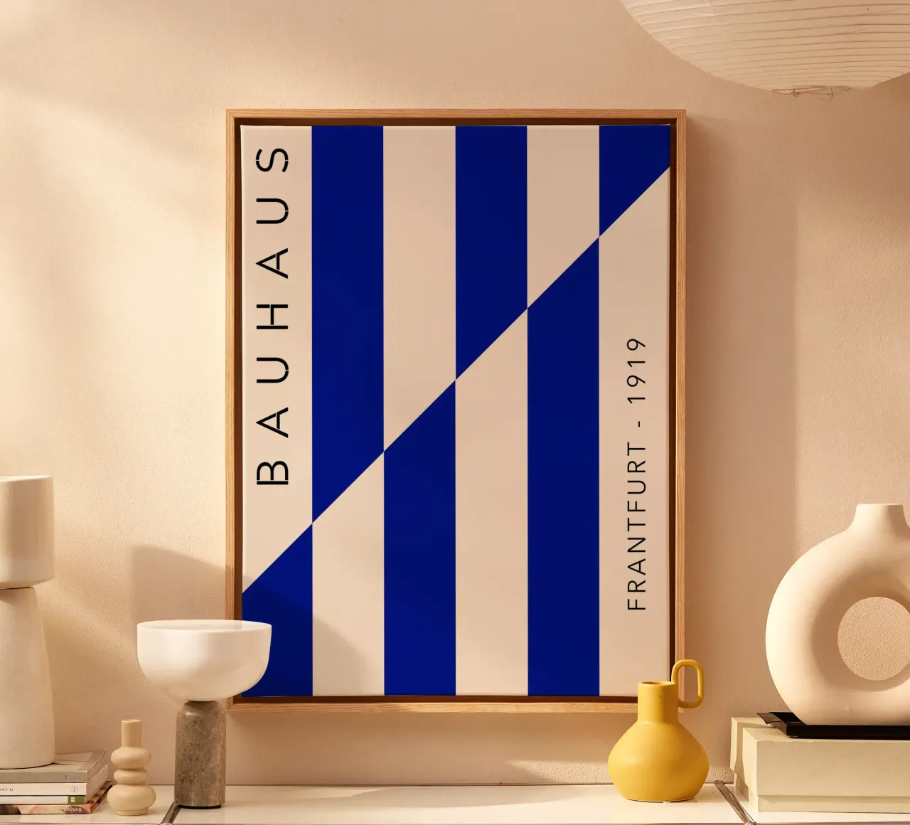 Bauhaus blue stripes canvas by Whole©
