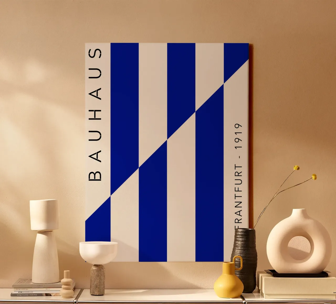 Bauhaus blue stripes canvas by Whole©
