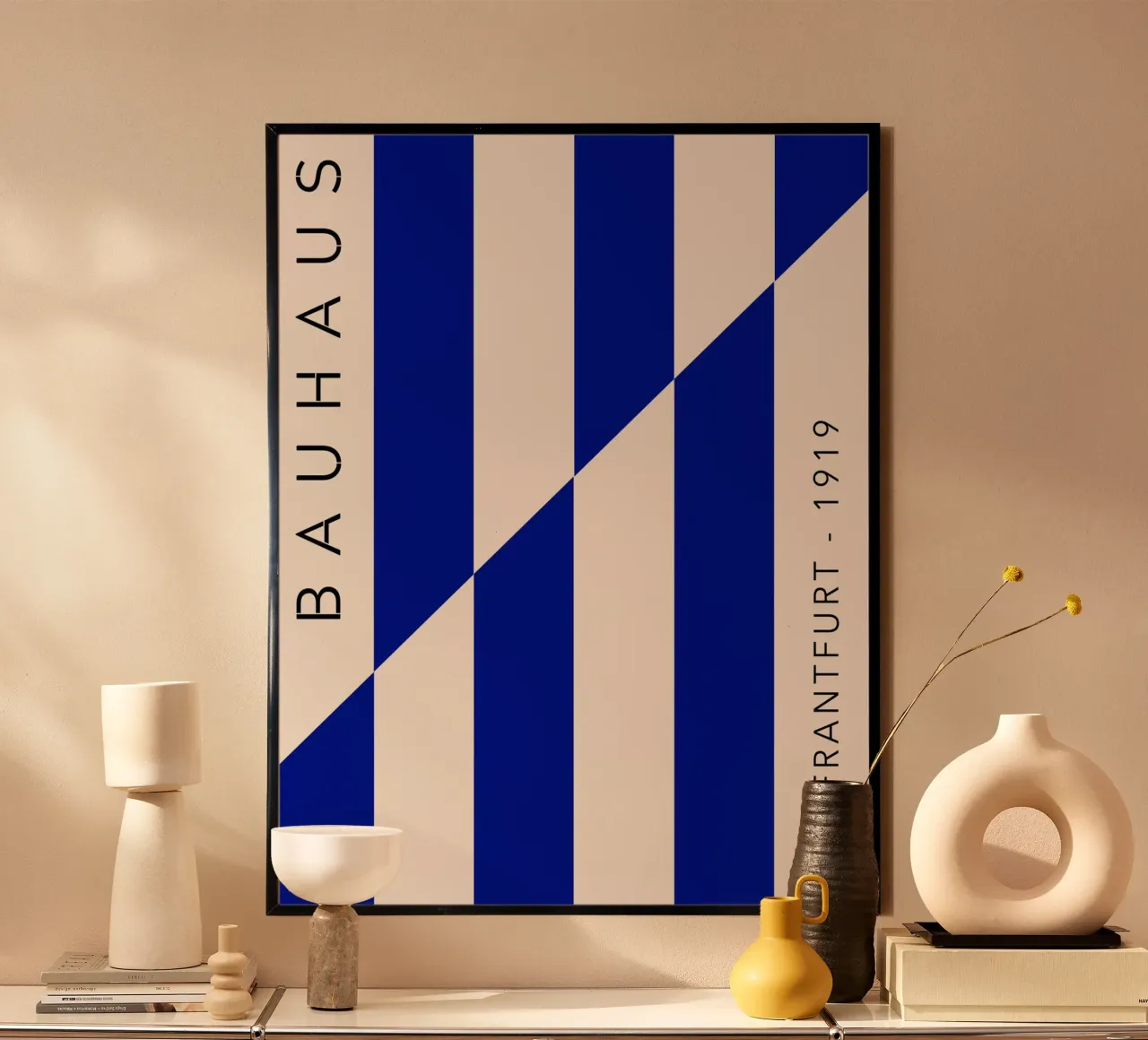 Bauhaus blue stripes poster by Whole©