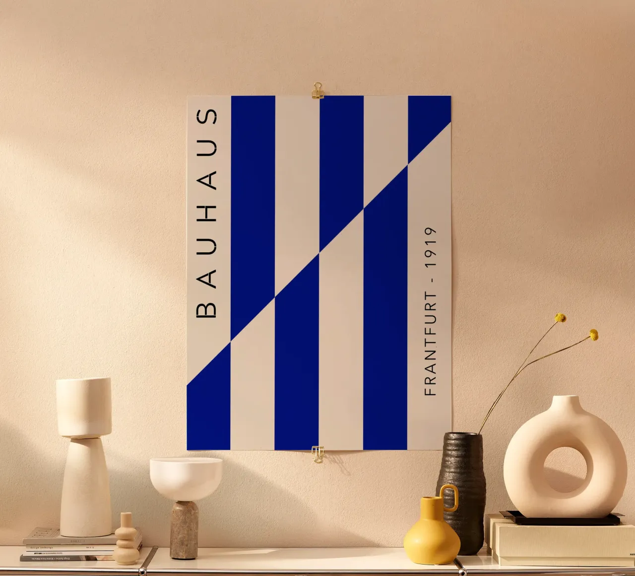 Bauhaus blue stripes poster by Whole©