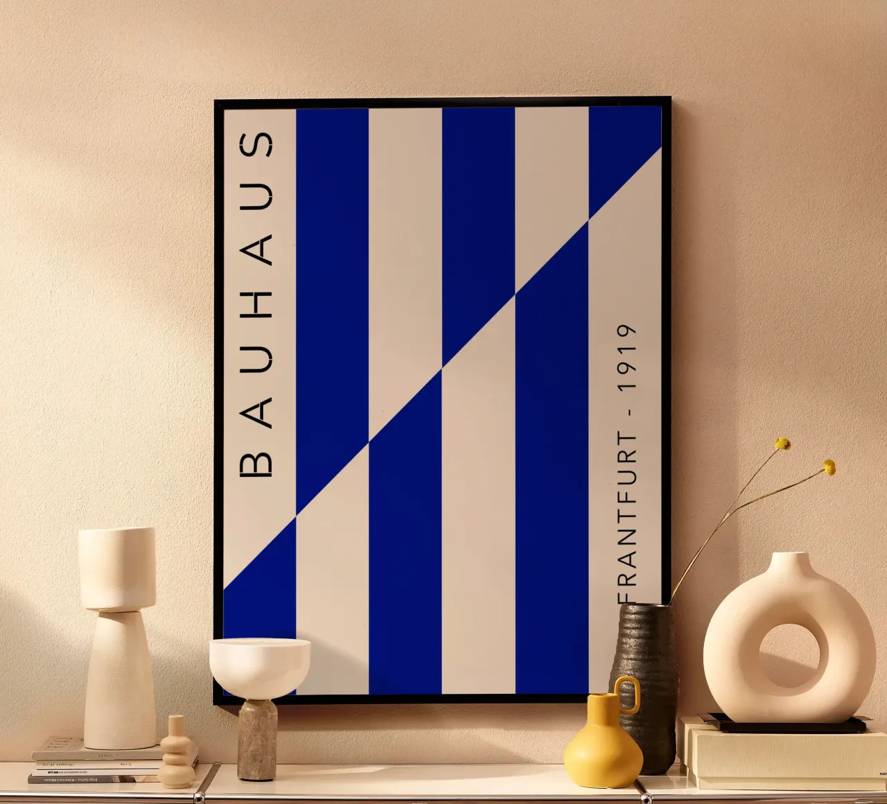 Bauhaus blue stripes poster by Whole©