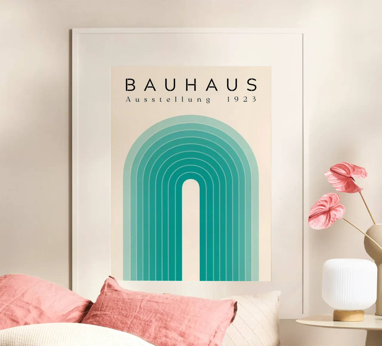 Arco Bauhaus turchese poster con telaio in alluminio da Whole©