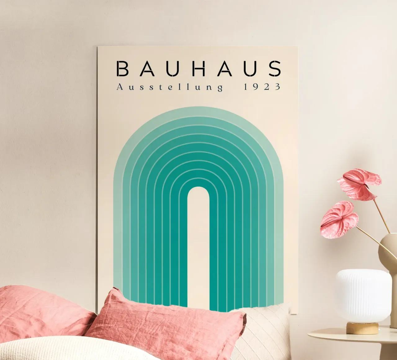 Arco Bauhaus turchese poster con telaio in alluminio da Whole©