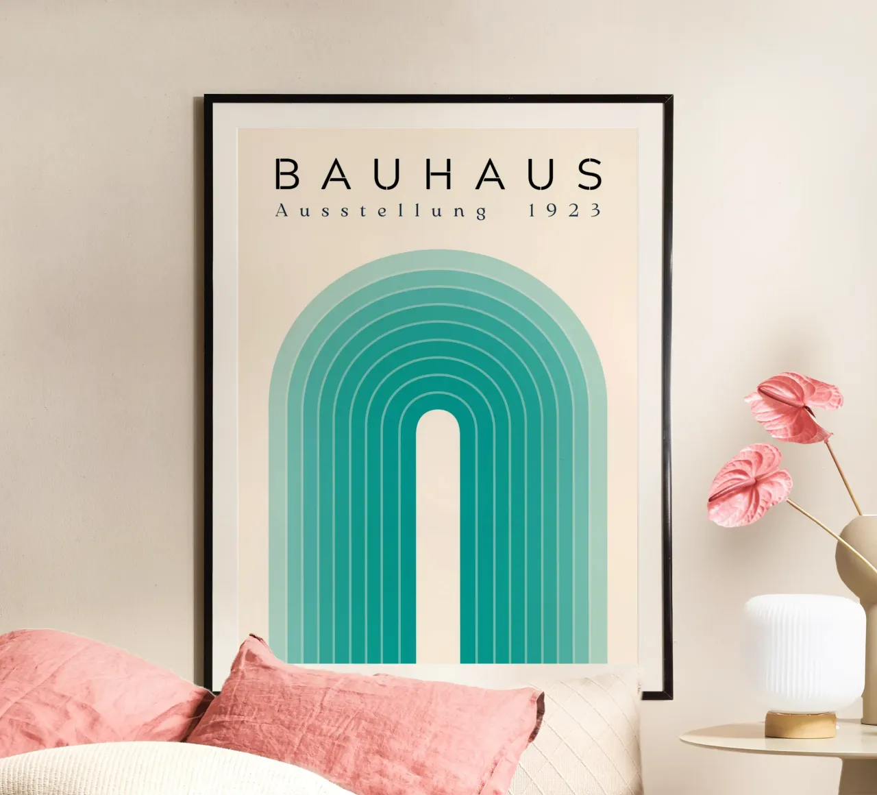 Arco Bauhaus turchese poster con telaio in alluminio da Whole©