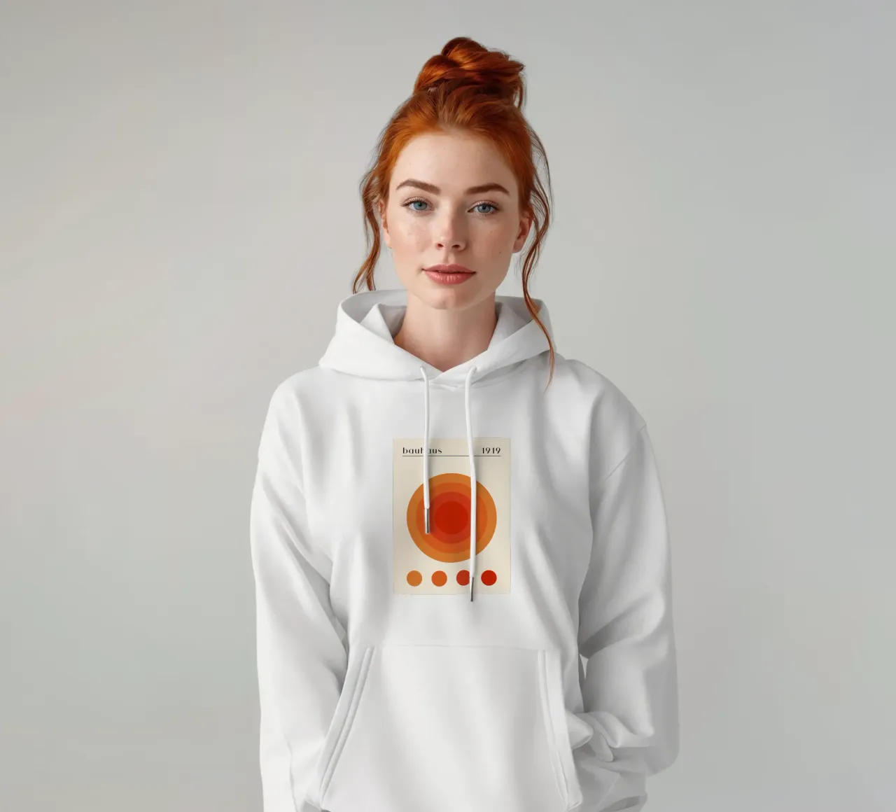 Bauhaus circle design orange hoodie by Whole©