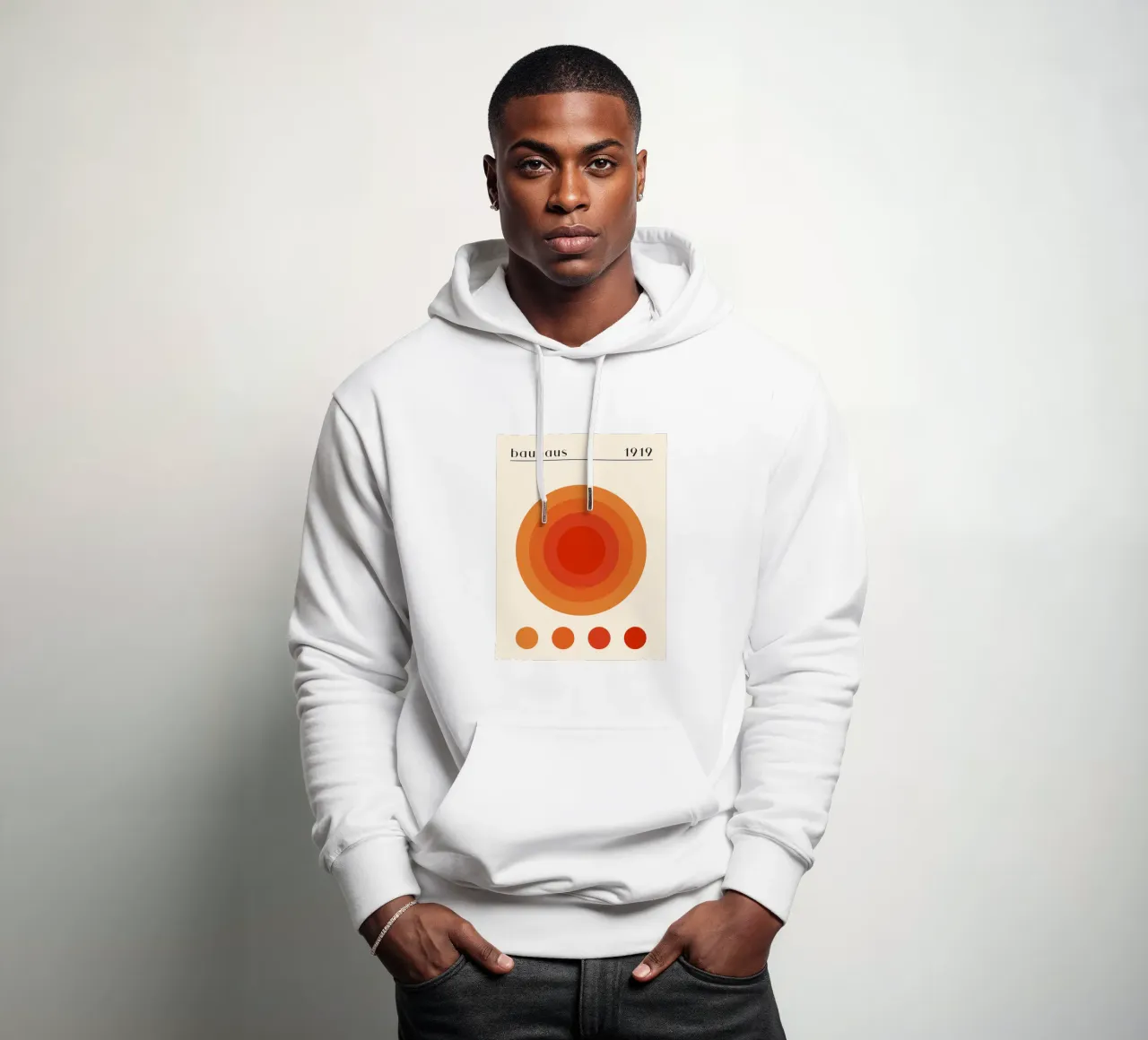Bauhaus circle design orange hoodie by Whole©