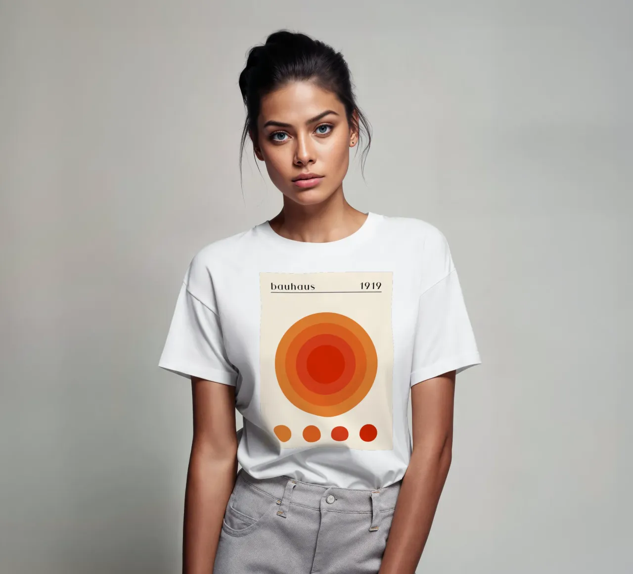 Bauhaus circle design orange t-shirt by Whole©