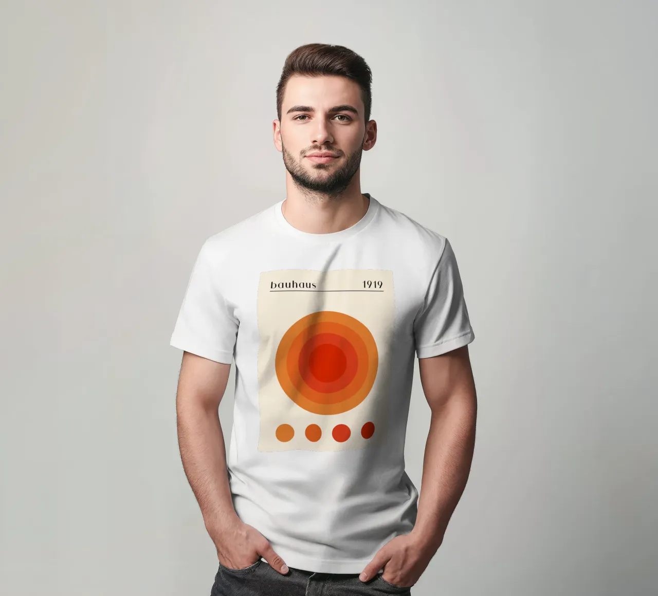 Bauhaus circle design orange t-shirt by Whole©