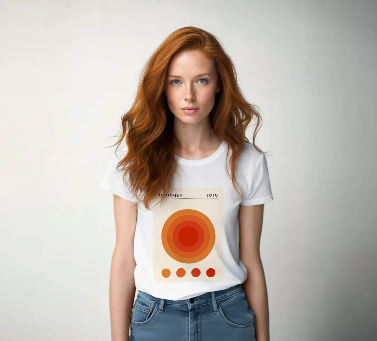 Bauhaus circle design orange women's fitted t-shirt by Whole©