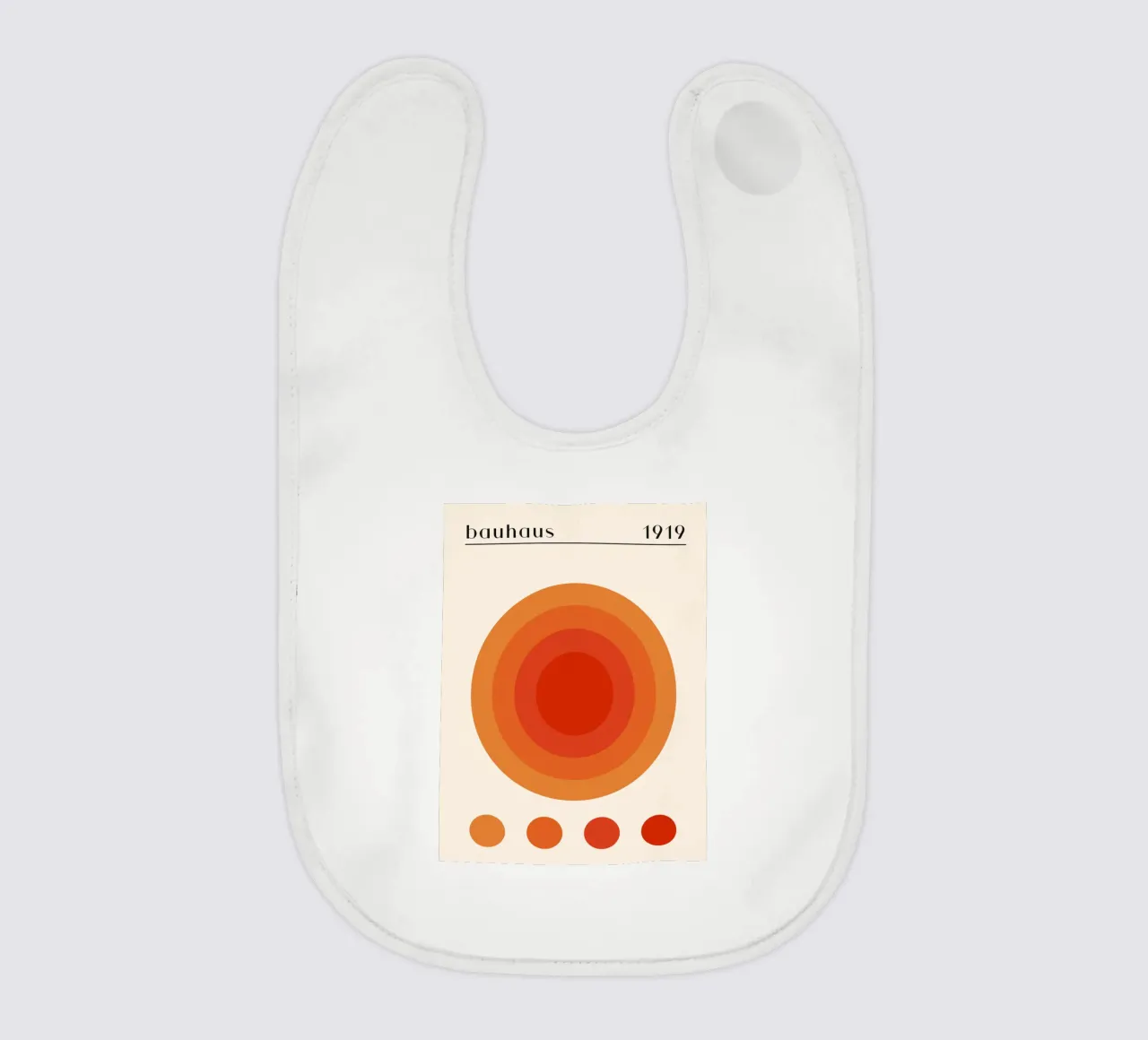 Bauhaus circle design orange baby bib by Whole©