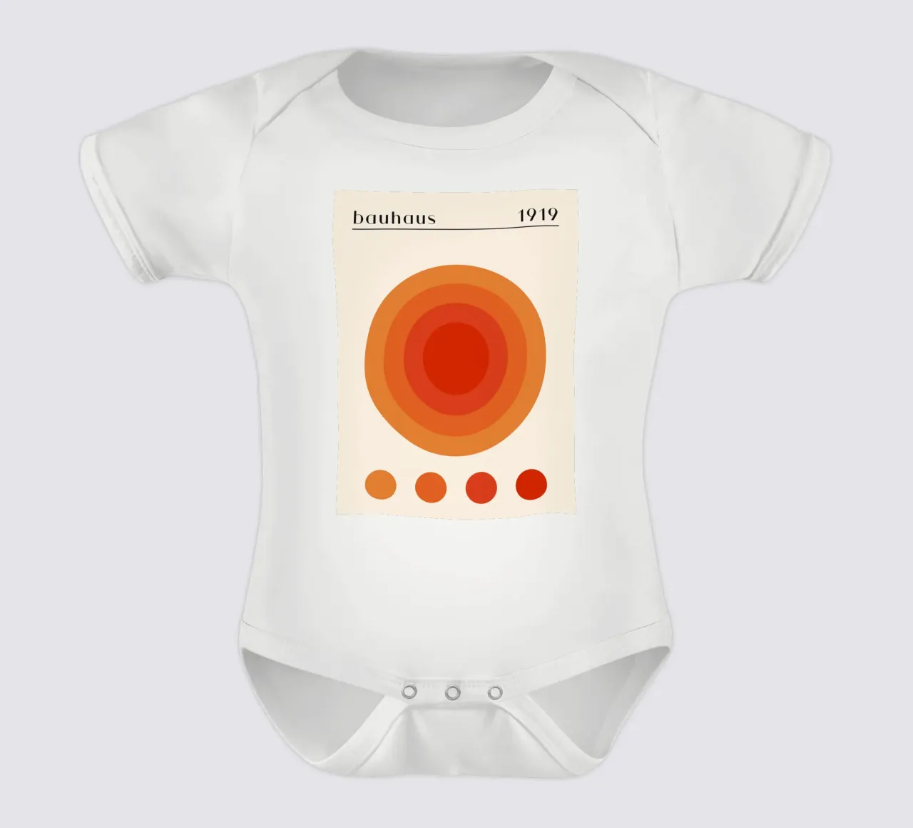 Bauhaus circle design orange short-sleeve baby romper by Whole©
