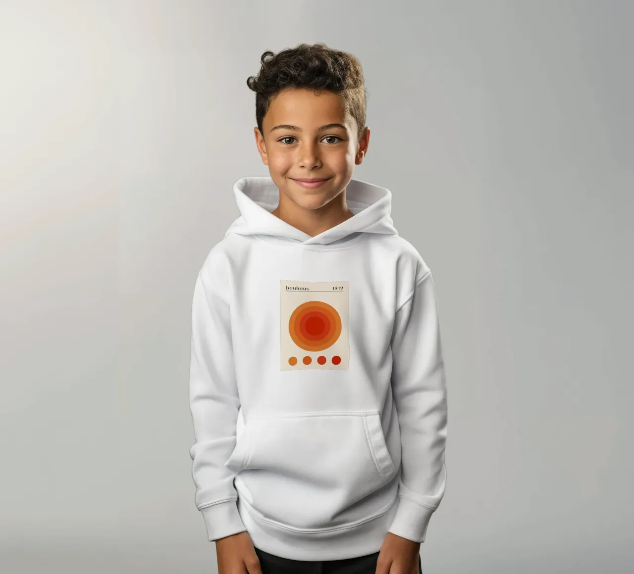 Bauhaus circle design orange kids hoodie by Whole©