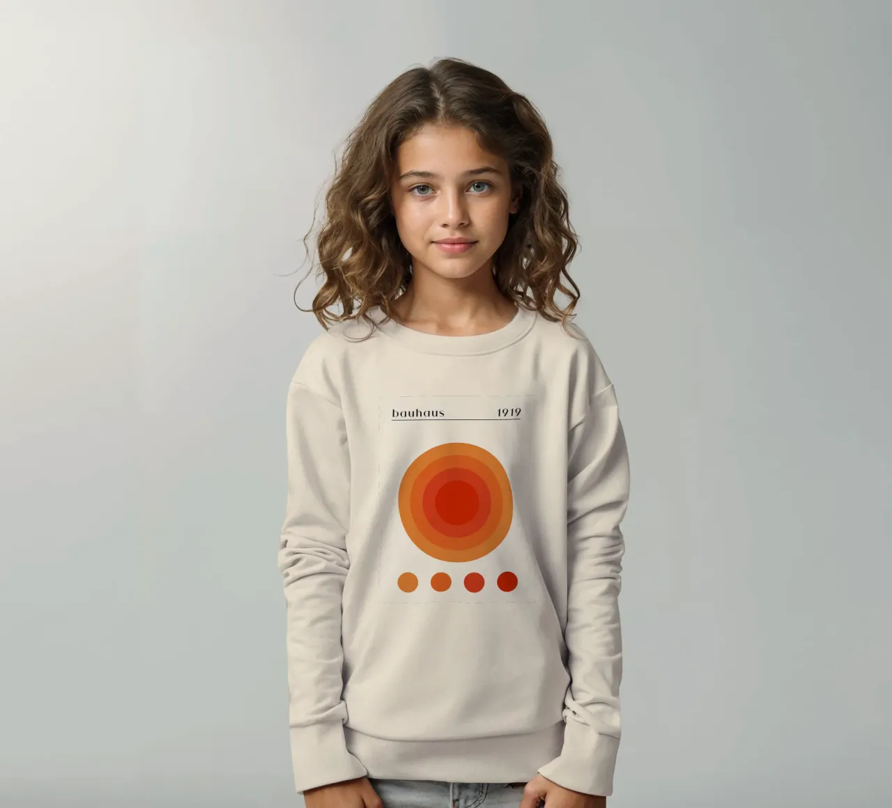 Bauhaus circle design orange kids sweatshirt by Whole©