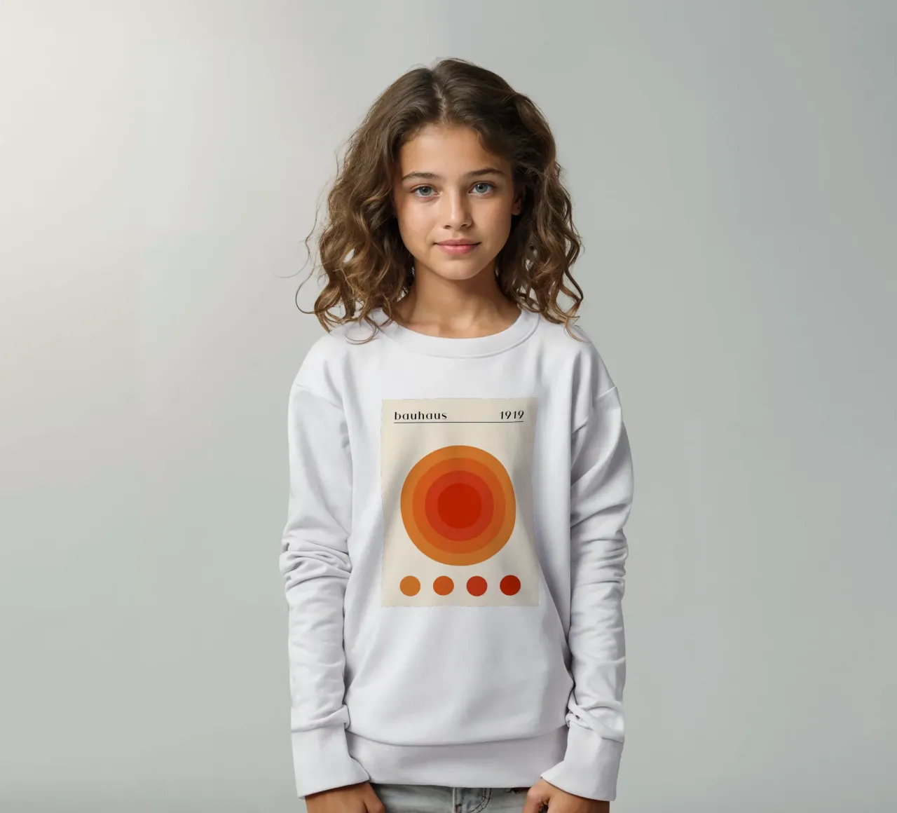 Bauhaus circle design orange kids sweatshirt by Whole©