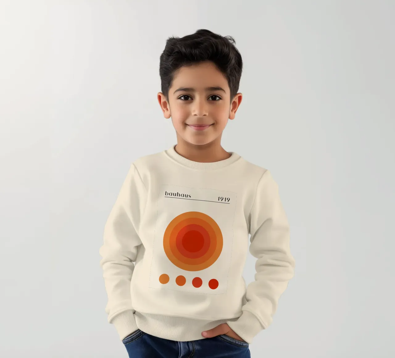 Bauhaus circle design orange kids sweatshirt by Whole©